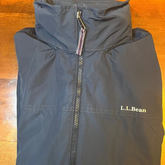 Men's L.L. BEAN Blue Full Zip Hooded Wind stopper Jacket Size L - Picture 11 of 13